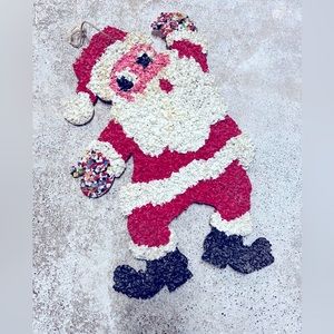 Melted Plastic Popcorn Hanging Santa Vintage Christmas Decoration